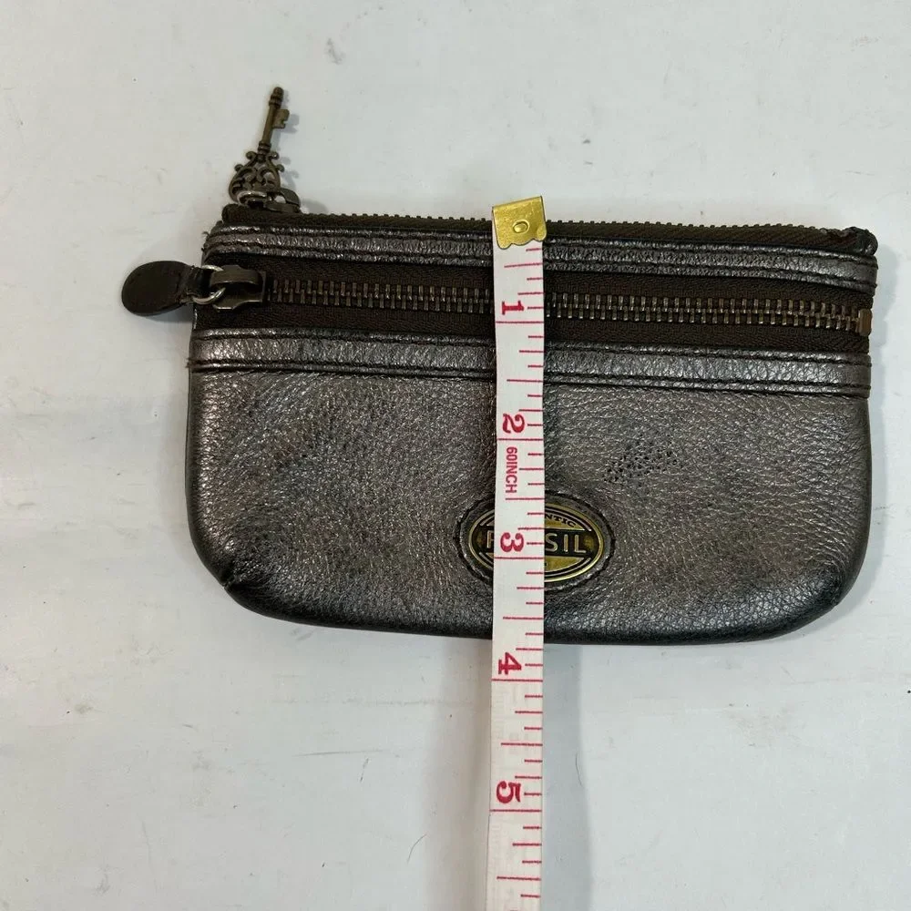 Fossil Metallic Leather Pouch 6” x 3.5”